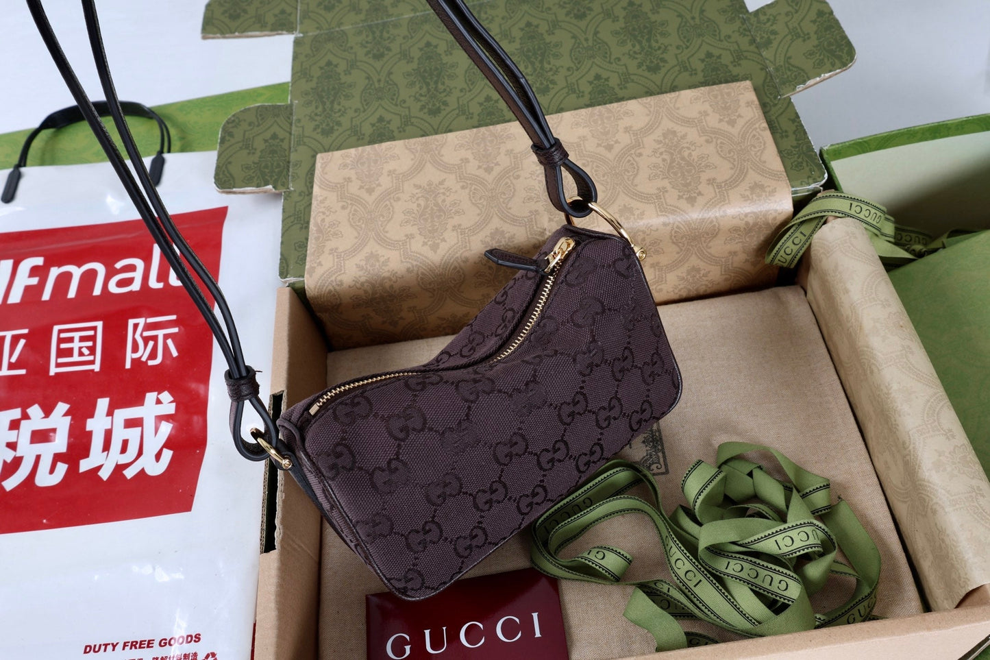 GG Half Horsebit Mini Shoulder Bag Brown Canvas