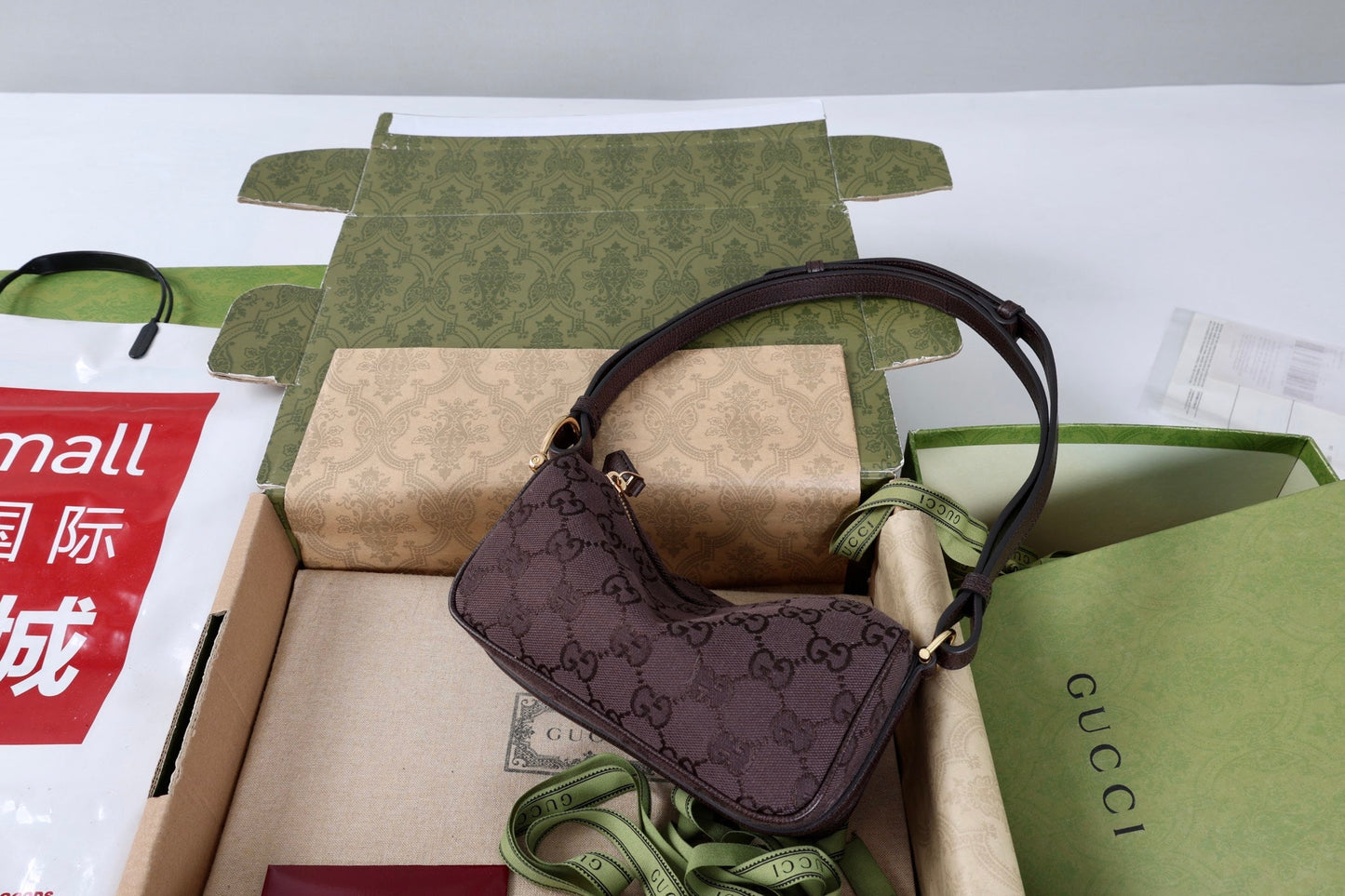 GG Half Horsebit Mini Shoulder Bag Brown Canvas