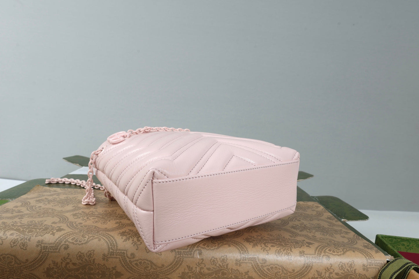 Gucci 26s Marmont Nano Bucket Bag Light Pink Quilted Leather