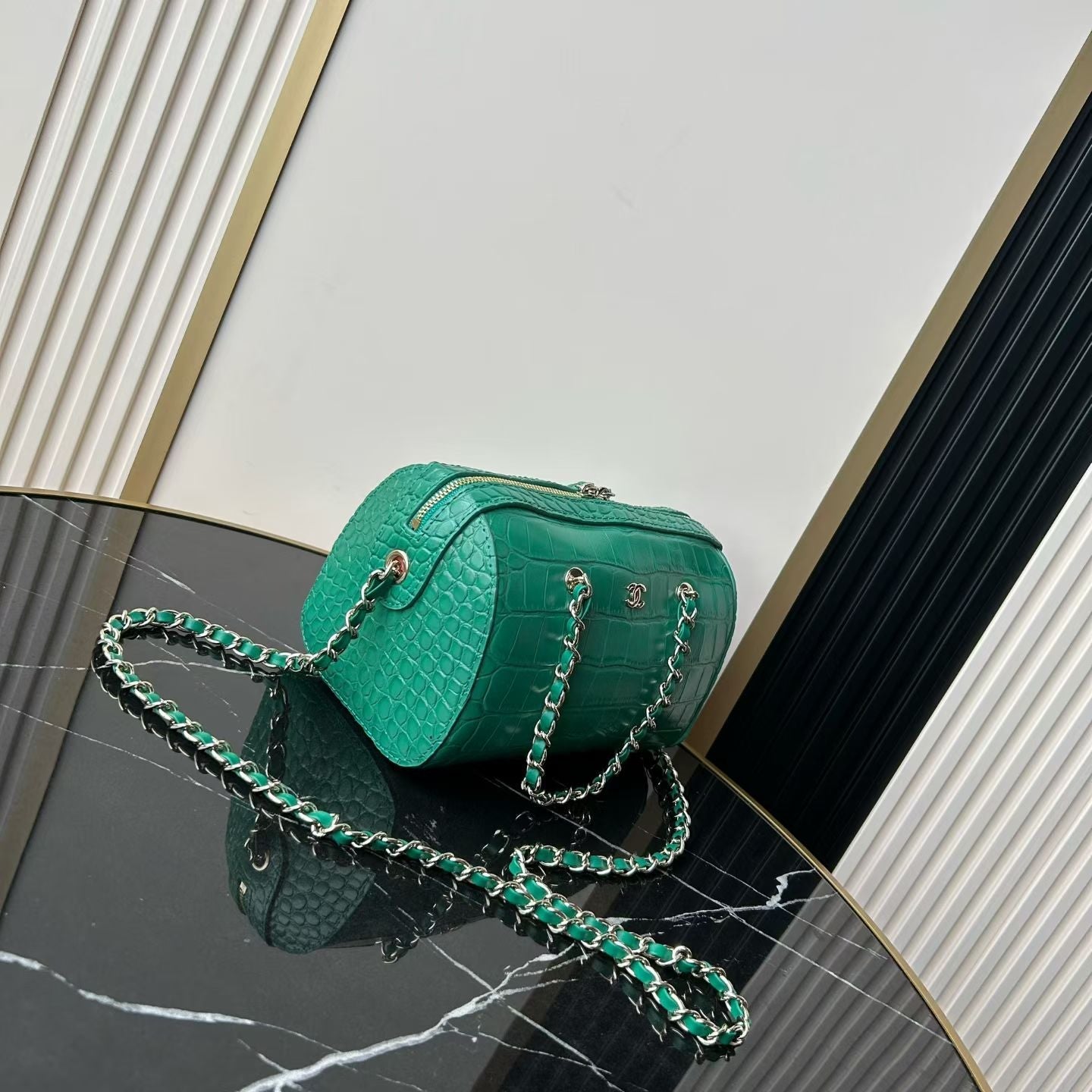 CC 26P Bowling Bag Green Crocodile-Embossed Calfskin