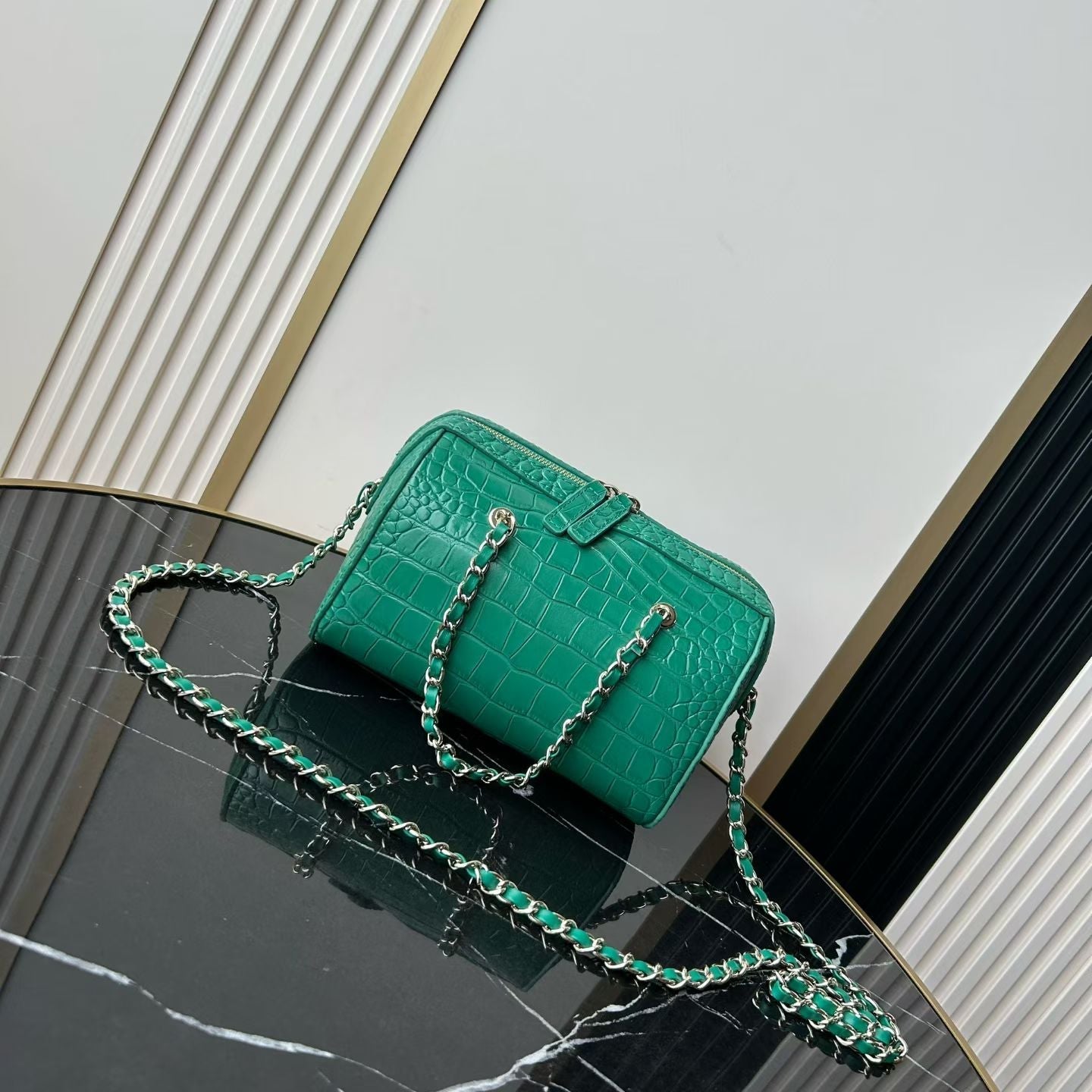 CC 26P Bowling Bag Green Crocodile-Embossed Calfskin