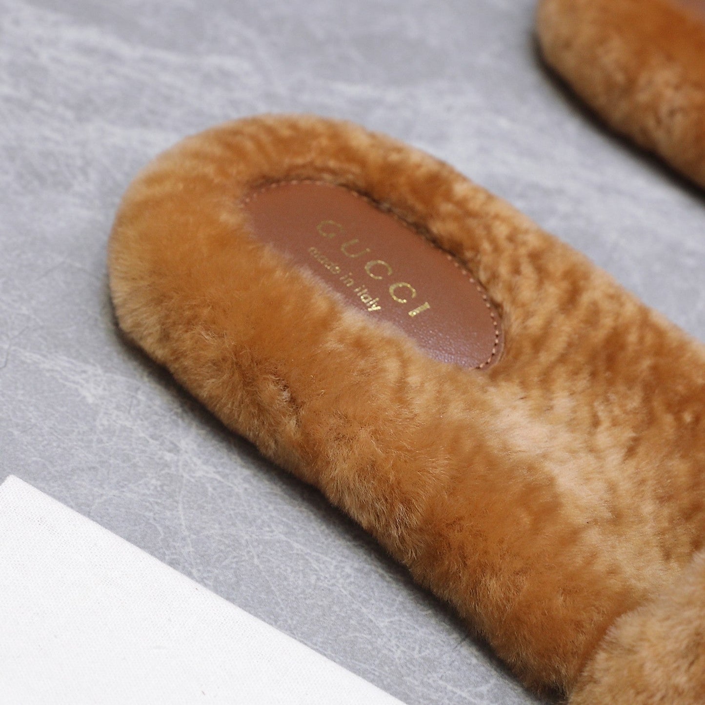 GG Women's Slide with Horsebit Brown Fur 600971