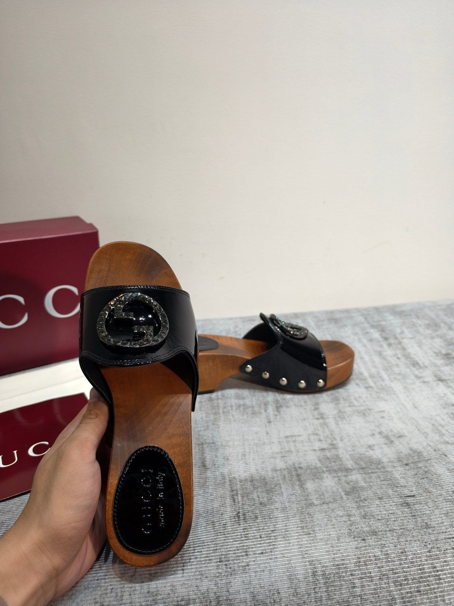 GG Clog Black Patent Leather 864267