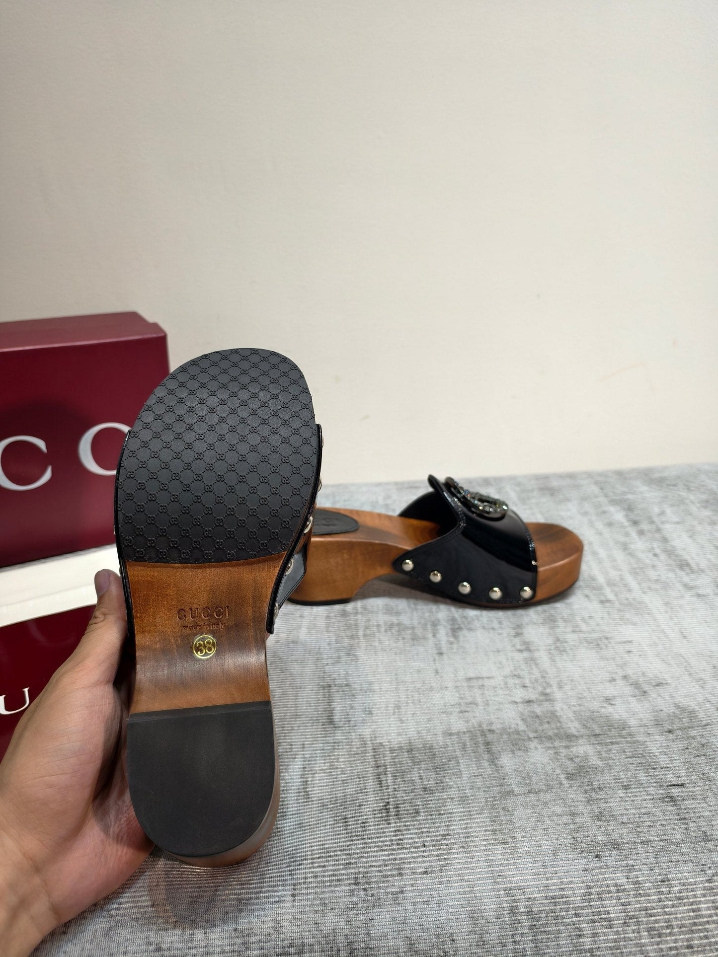 GG Clog Black Patent Leather 864267