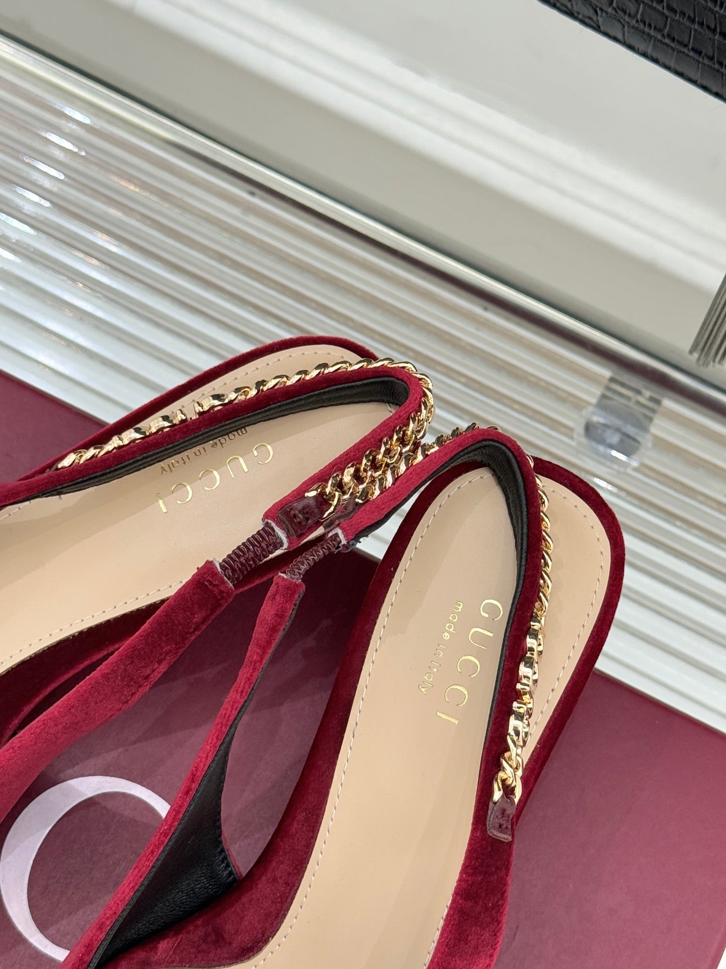 GG 26 Signoria Slingback Pumps 4.5cm Deep Wine Red Suede 632522