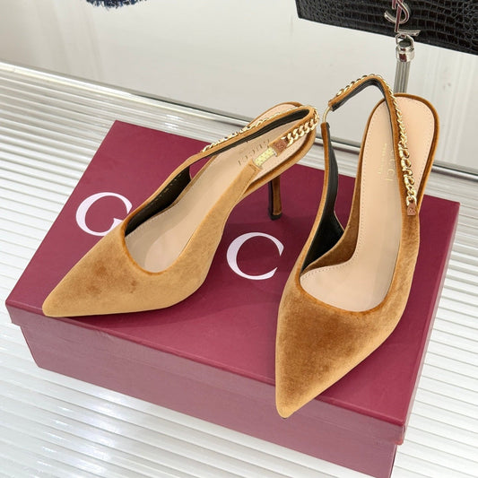 GG 26 Signoria Slingback Pumps 10.5cm Brown Wood Suede 632526