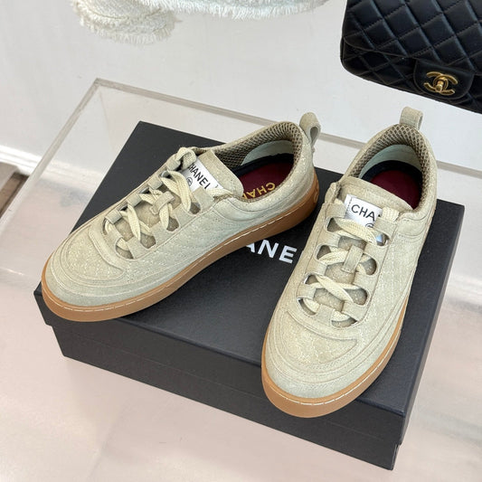 CC Casual Sports Shoes Taupe Diamond Pattern Suede 920477
