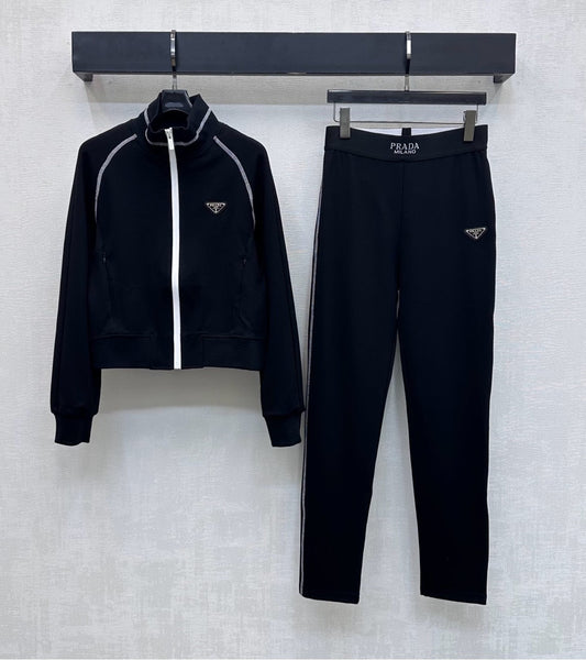 Prada Re-Nylon Panelled Tracksuit Black Polyester 351879