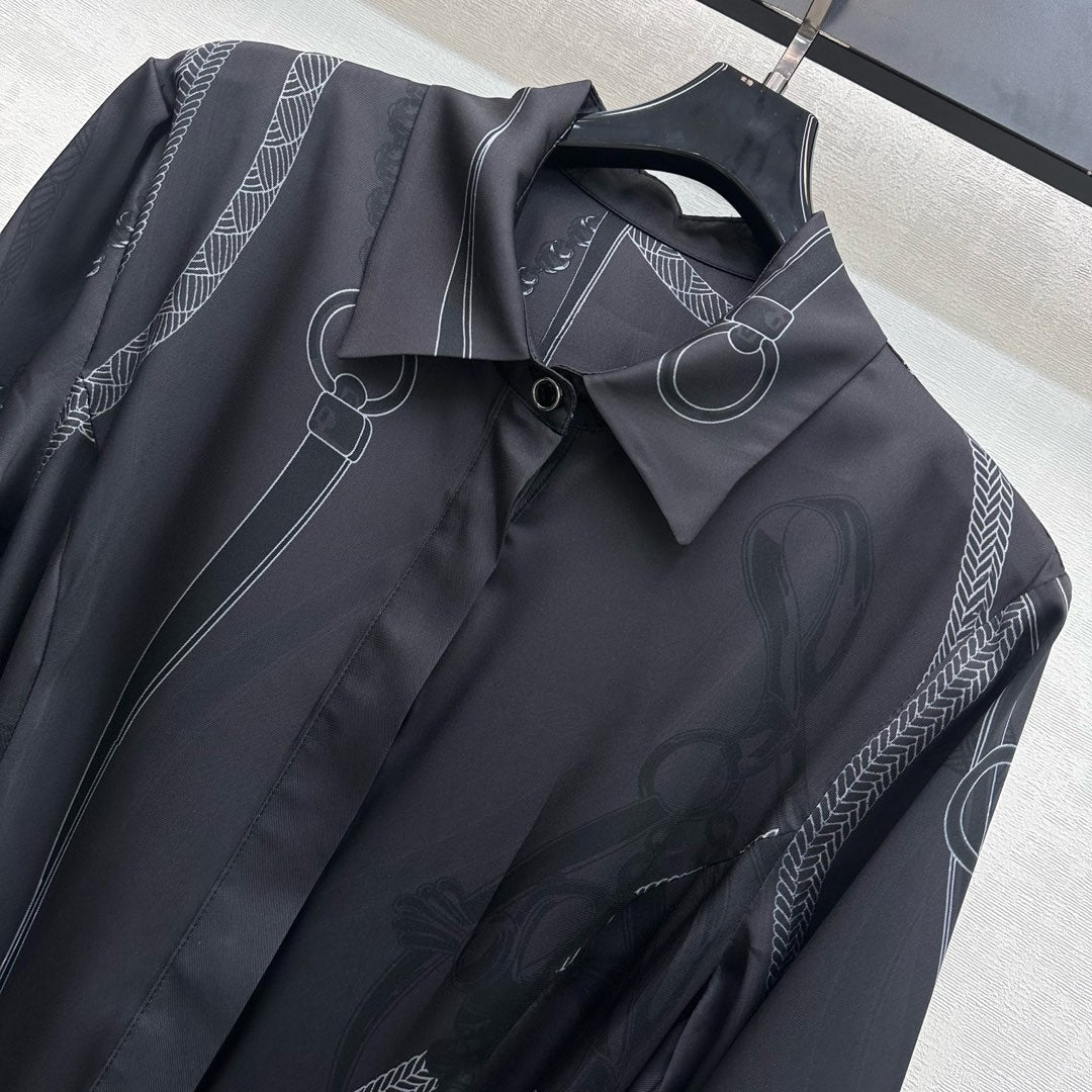 HM SS26 Palefroi Remix Shirt Dress Belt Black Mulberry Silk 351811