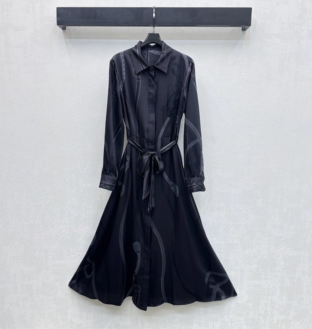 HM SS26 Palefroi Remix Shirt Dress Belt Black Mulberry Silk 351811