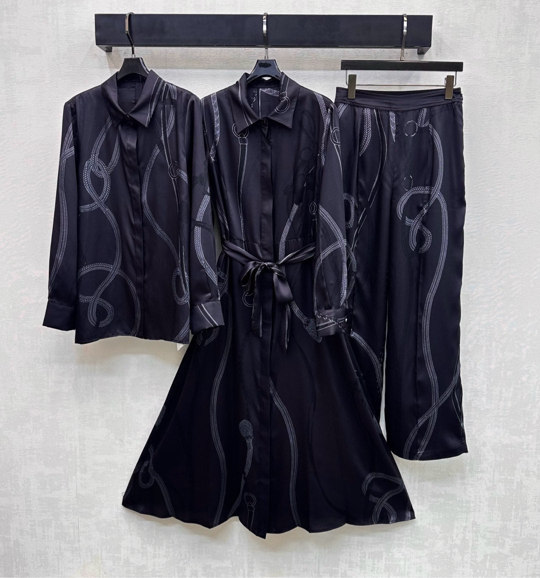 HM SS26 Palefroi Remix Shirt Dress Belt Black Mulberry Silk 351811