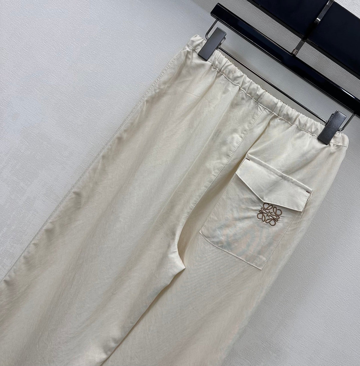 Loewe Drawstring Wide-Leg Pants Ivory Lyocell 350224
