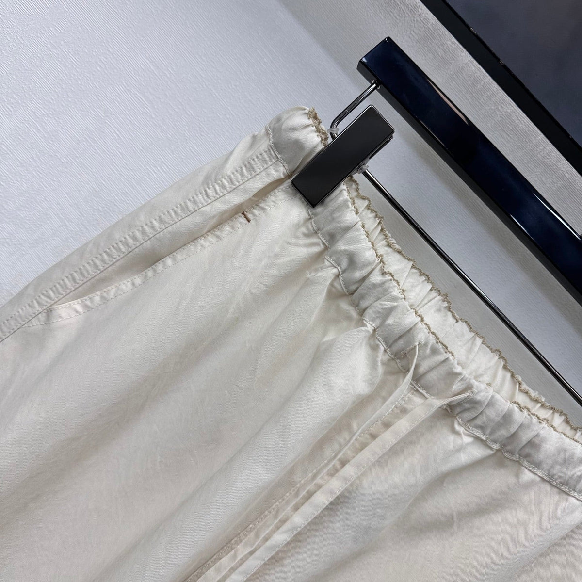 Loewe Drawstring Wide-Leg Pants Ivory Lyocell 350224