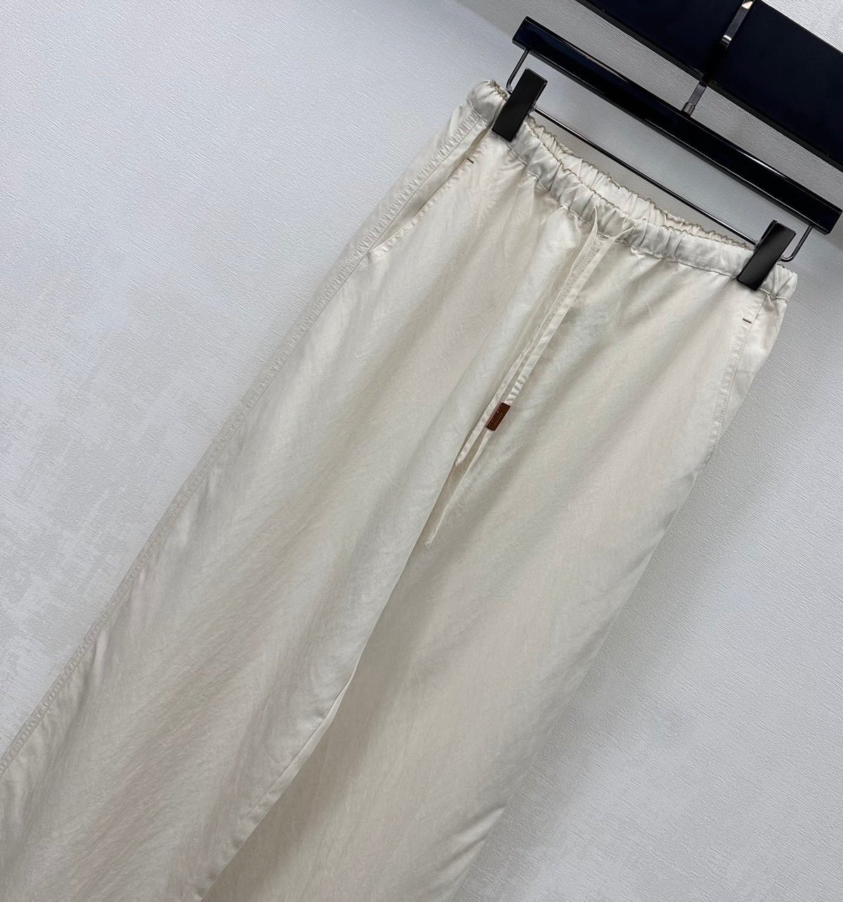 Loewe Drawstring Wide-Leg Pants Ivory Lyocell 350224