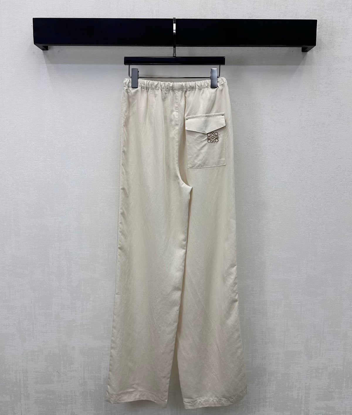 Loewe Drawstring Wide-Leg Pants Ivory Lyocell 350224