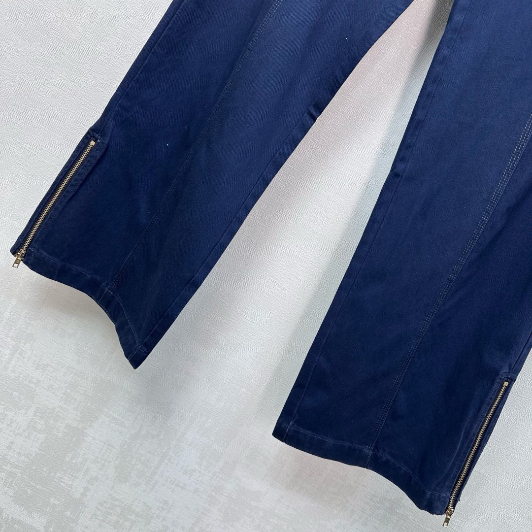 Loewe Anagram Embroidered Jeans Navy Blue Cotton Lyocell 350239