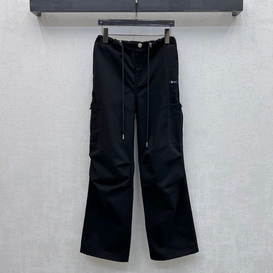 Prada 2026 Drawstring Cargo Trouser Black Cotton