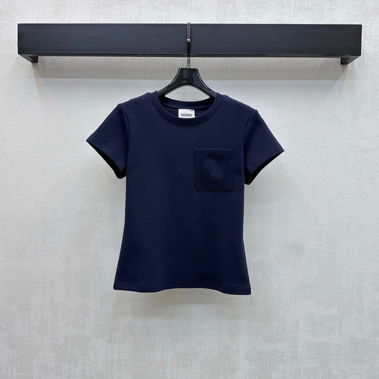 HM 26s Embroidered Pocket T-Shirt Dark Blue Cotton 378823