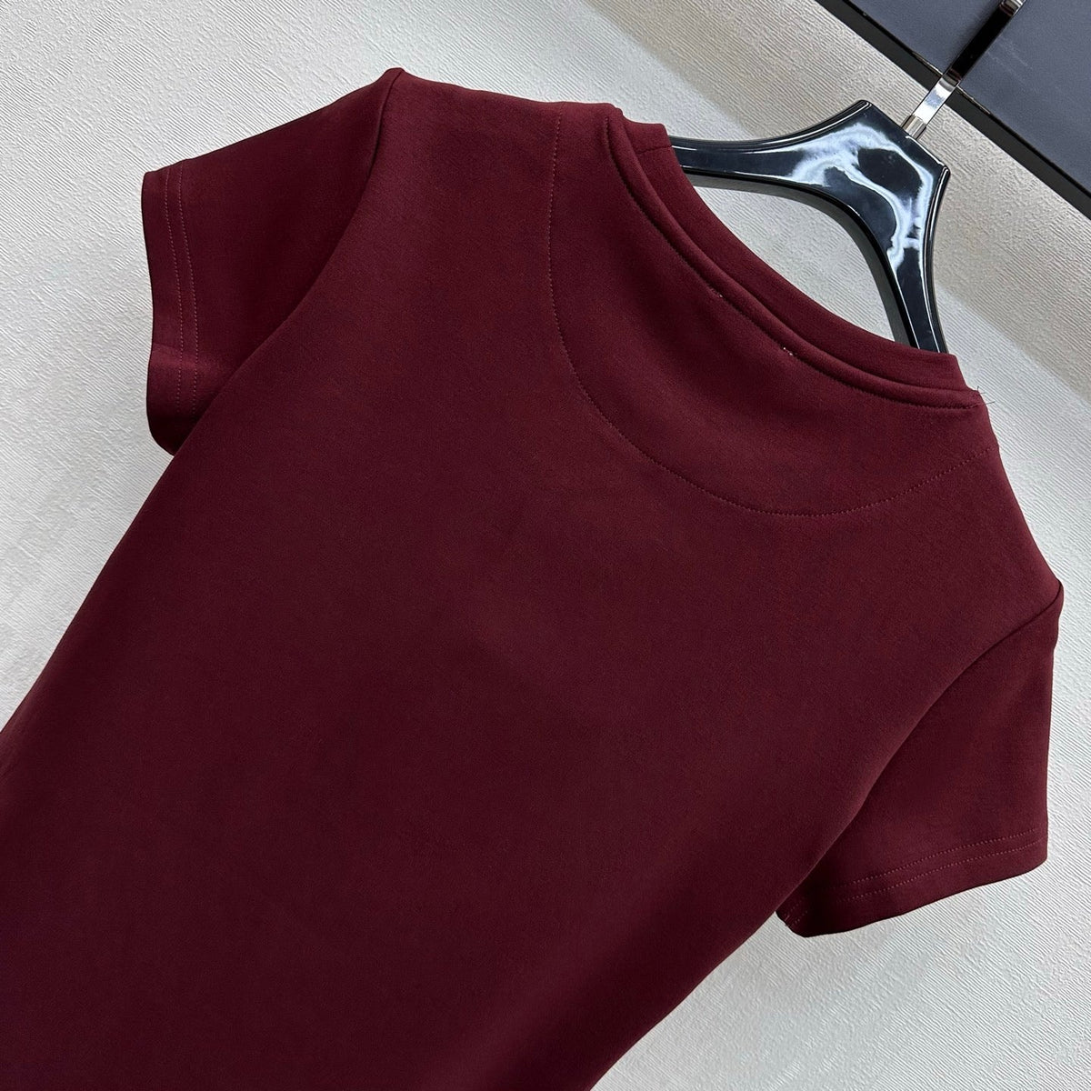 HM 26s Embroidered Pocket T-Shirt Burgundy Cotton 378820