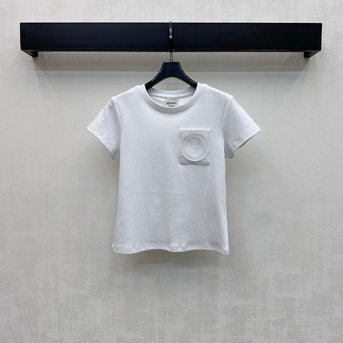 HM 26s Embroidered Pocket T-Shirt White Cotton 378808