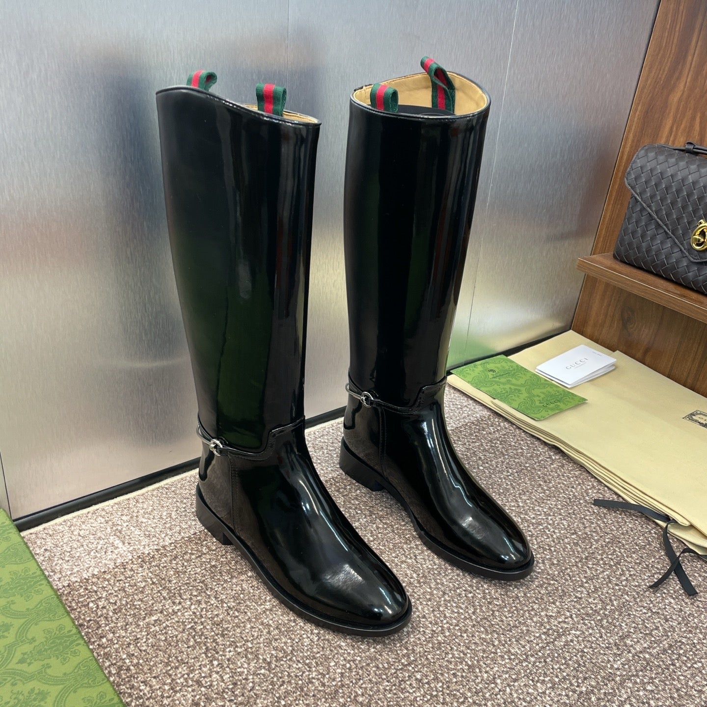 GG Women's Boot With Slim Horsebit 2.5cm  Black Shiny leather 508913