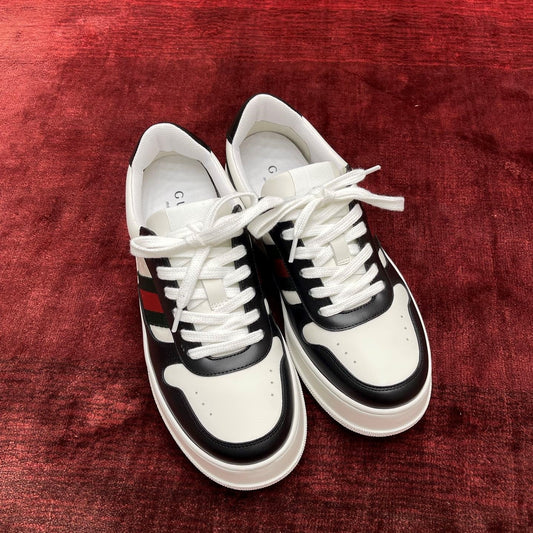 GG Chunky Trainers Black White Leather 543413
