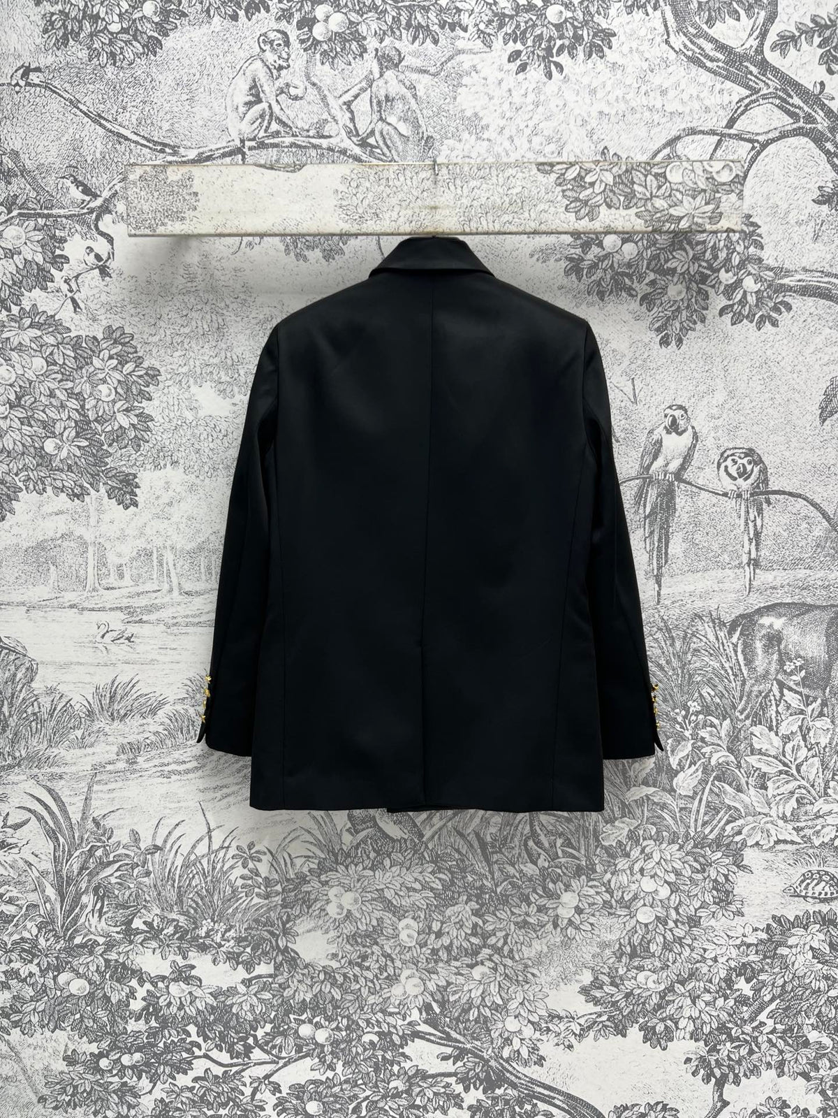 YSL 25 Double-breasted Suit Jacket Black Cotton Polyester