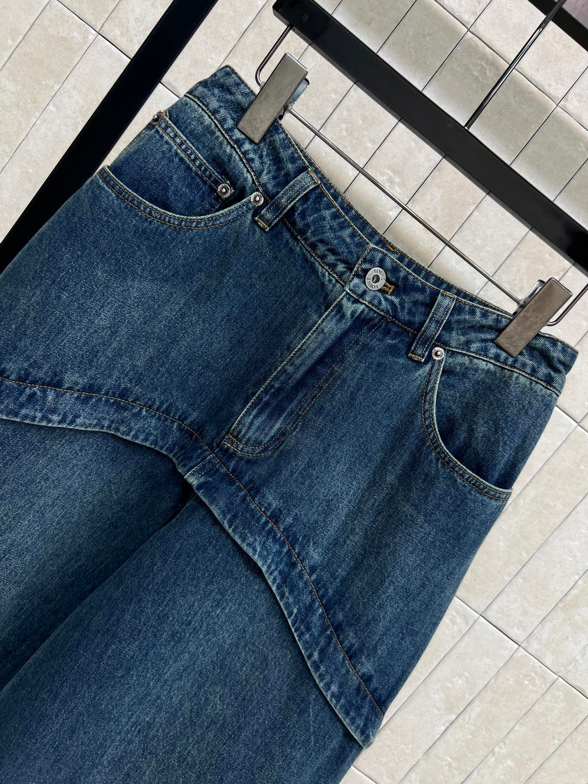 Loewe 26s High-Waisted Wide-Leg Denim Pants 400692