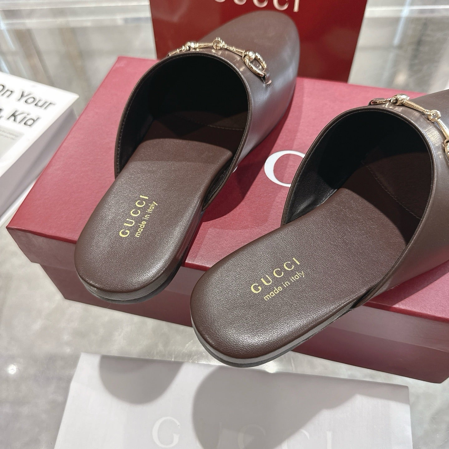 GG 26s Mule With Horsebit Chocolate Sheepskin 664795