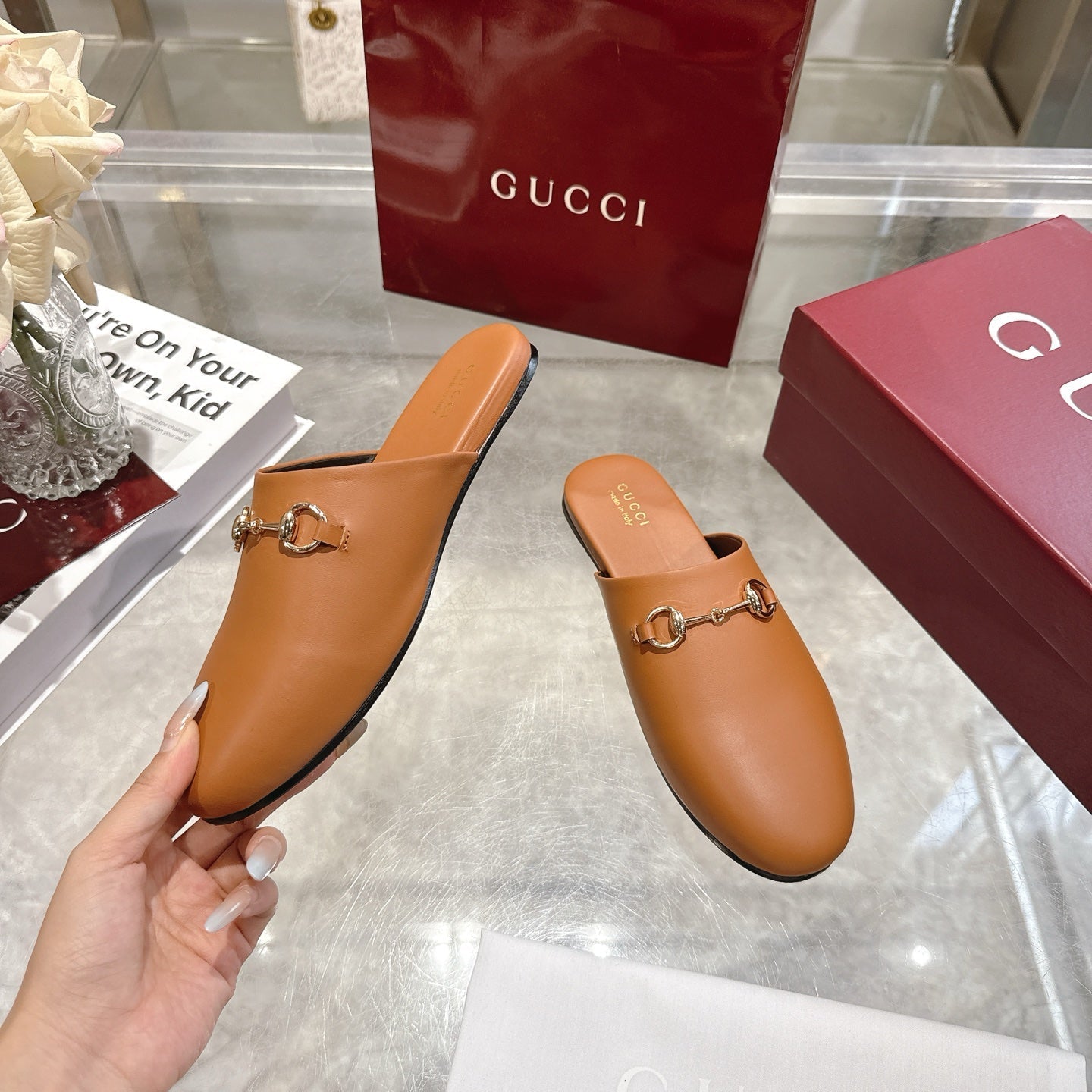 GG 26s Mule With Horsebit Light Brown Sheepskin 664796
