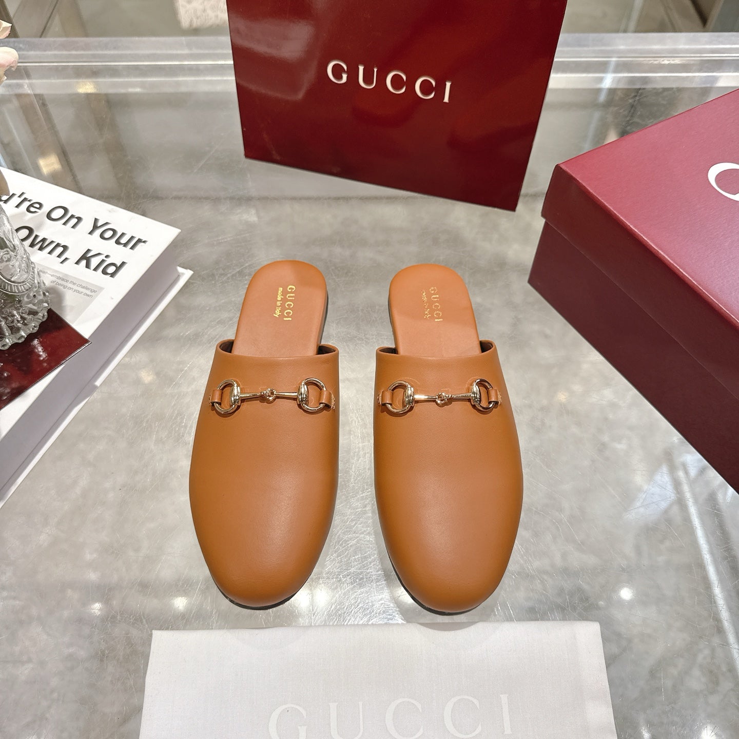 GG 26s Mule With Horsebit Light Brown Sheepskin 664796