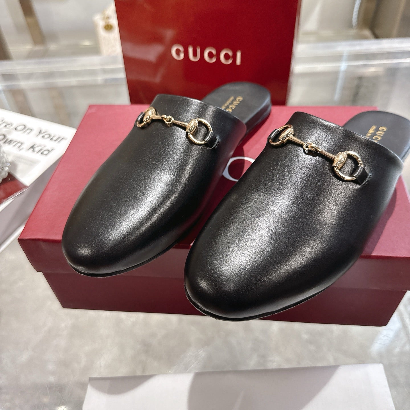 GG 26s Mule With Horsebit Black Sheepskin 664797