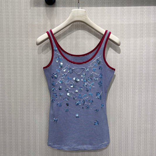 Prada 2026 Tank Top Blue Red Cotton 399200
