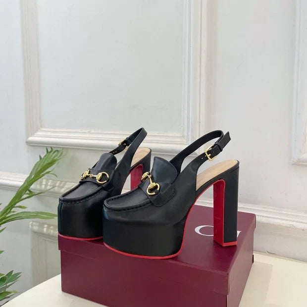 GG 26SS Platform Sandals 130 Black Sheepskin 640262