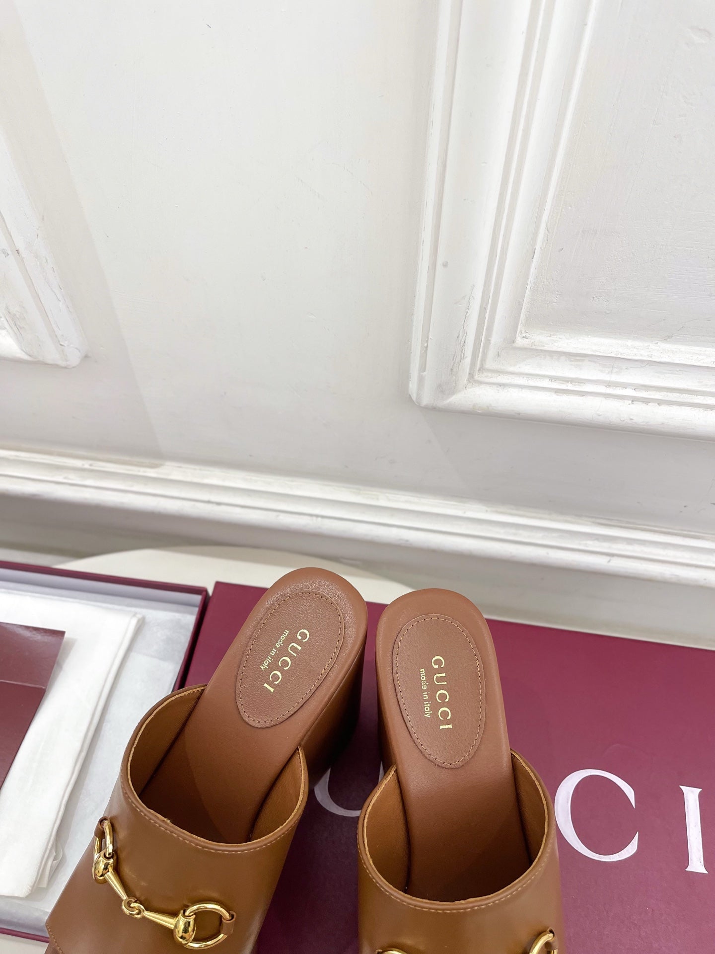 GC Wedge With Horsebit Sandal Brown Leather 640271