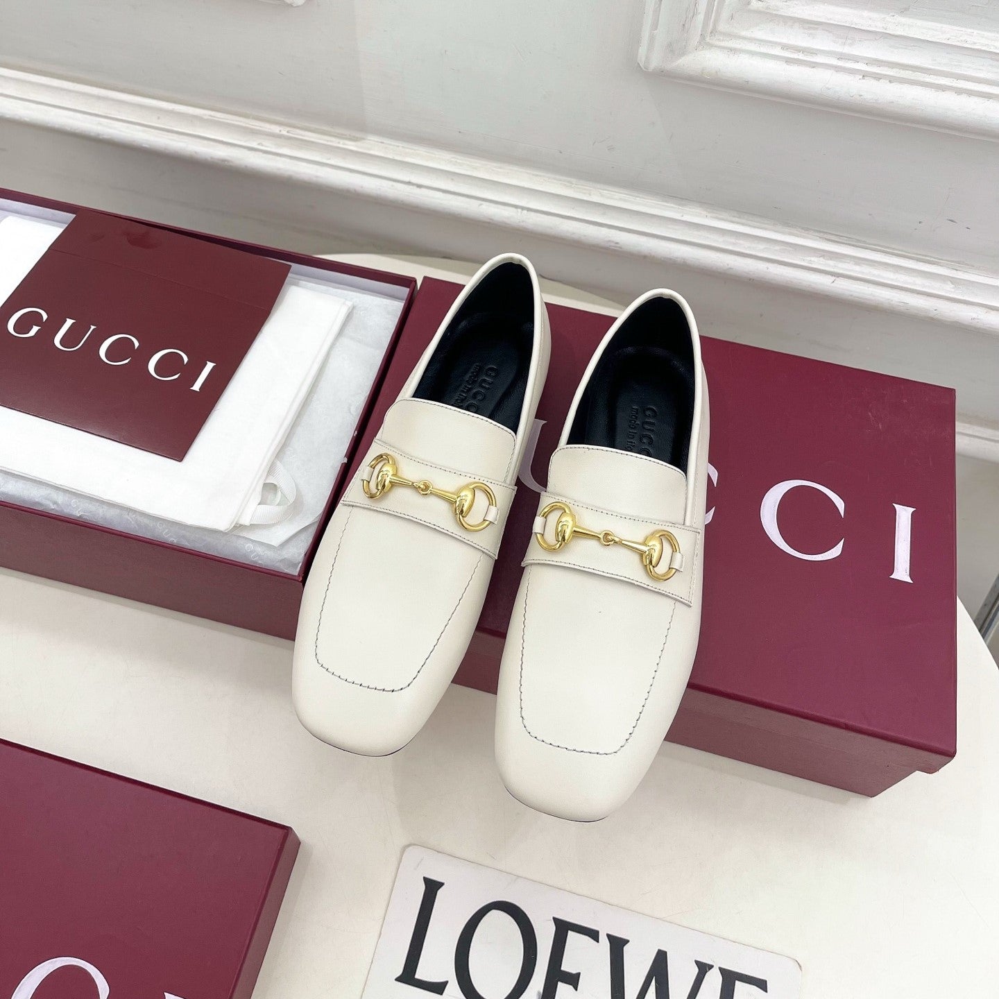 GG 26s Loafer With Horsebit White Leather 640282