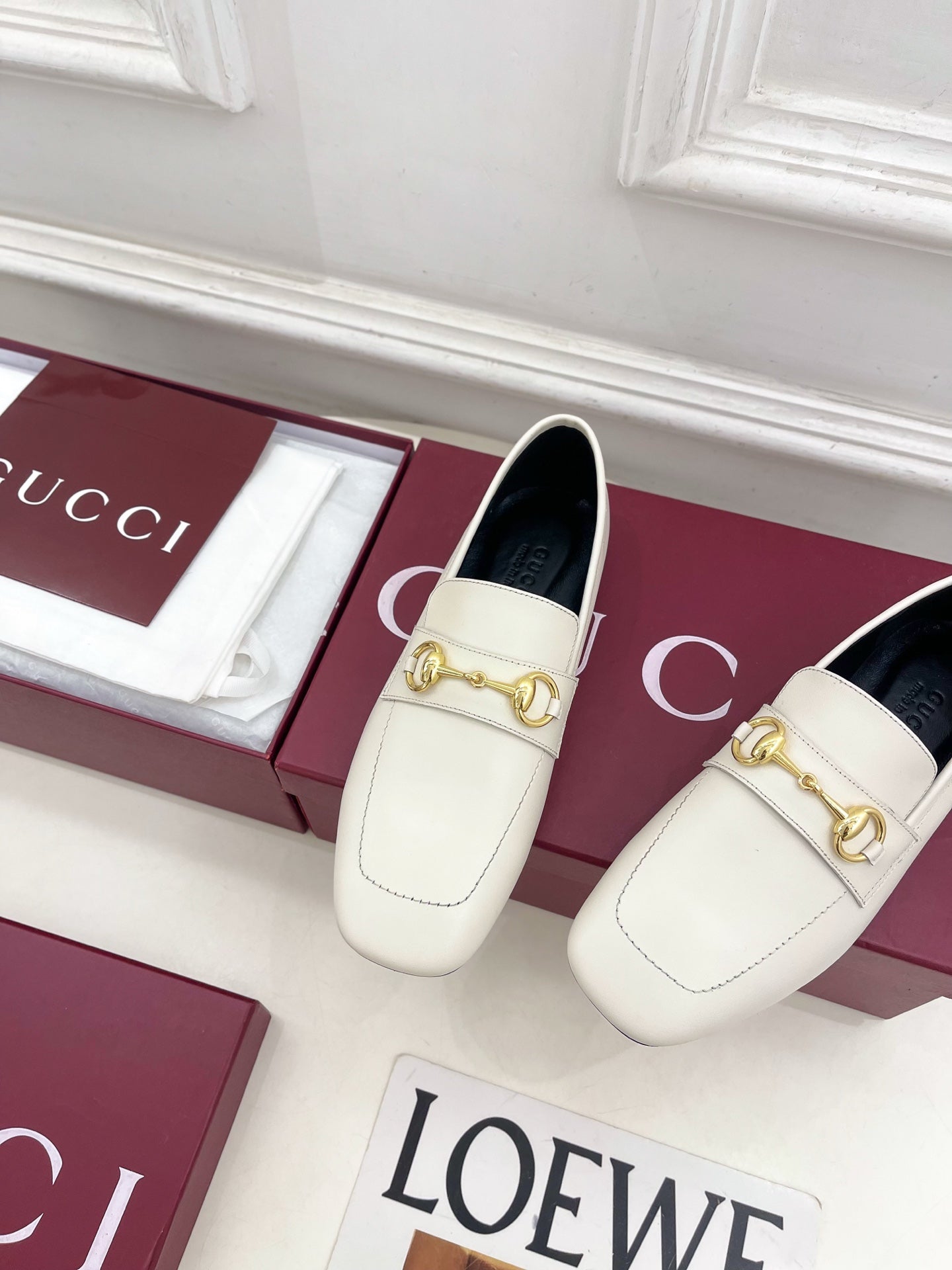 GG 26s Loafer With Horsebit White Leather 640282