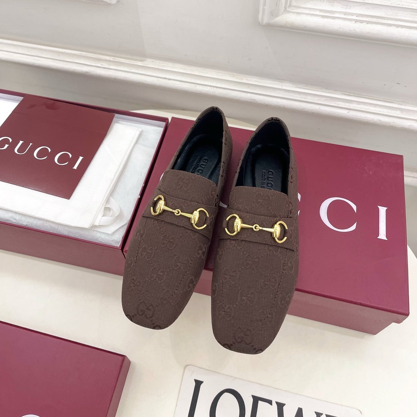 GG 26s Loafer With Horsebit Brown Canvas 640286