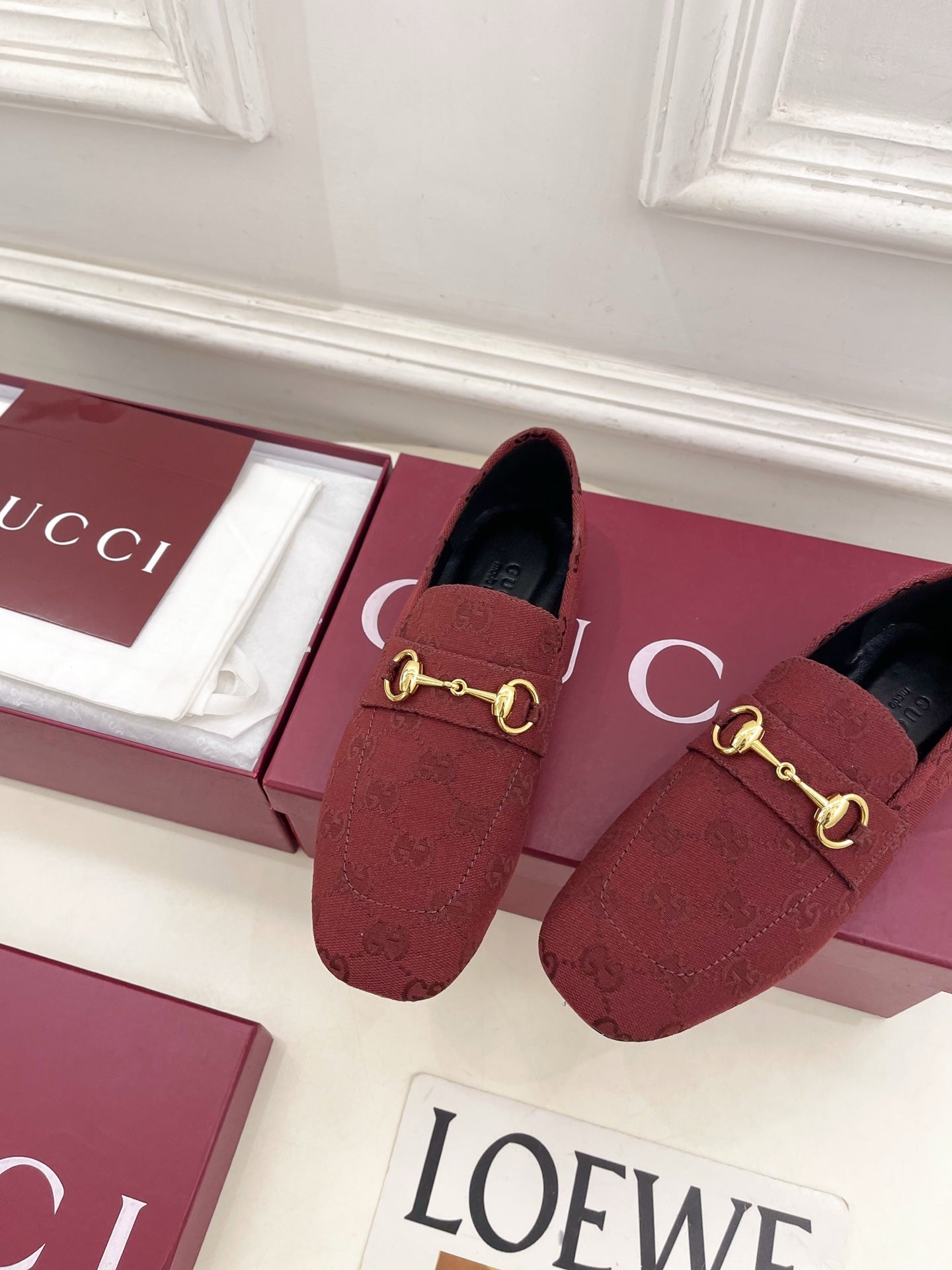 GG 26s Loafer With Horsebit Red Canvas 640287