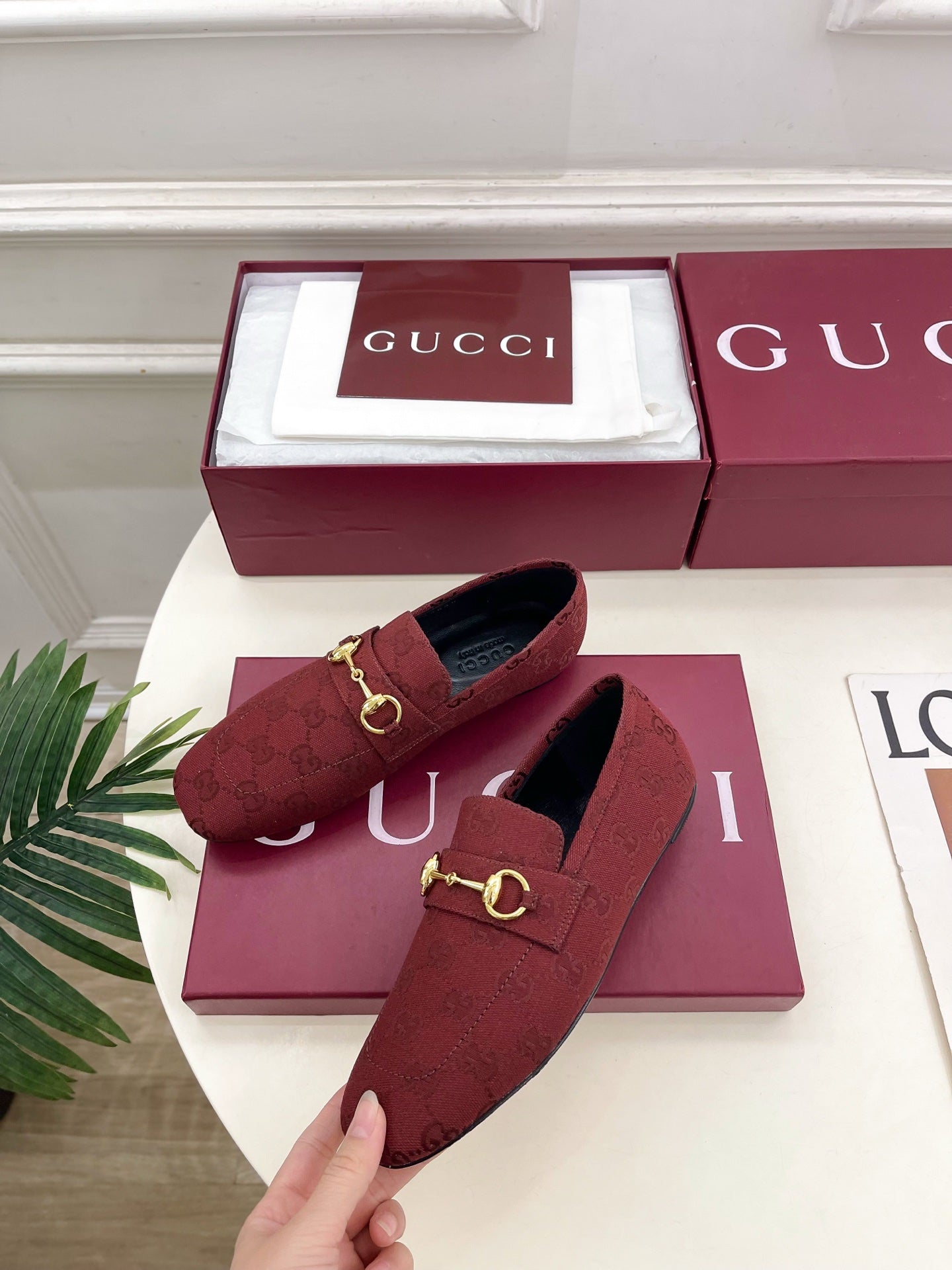 GG 26s Loafer With Horsebit Red Canvas 640287