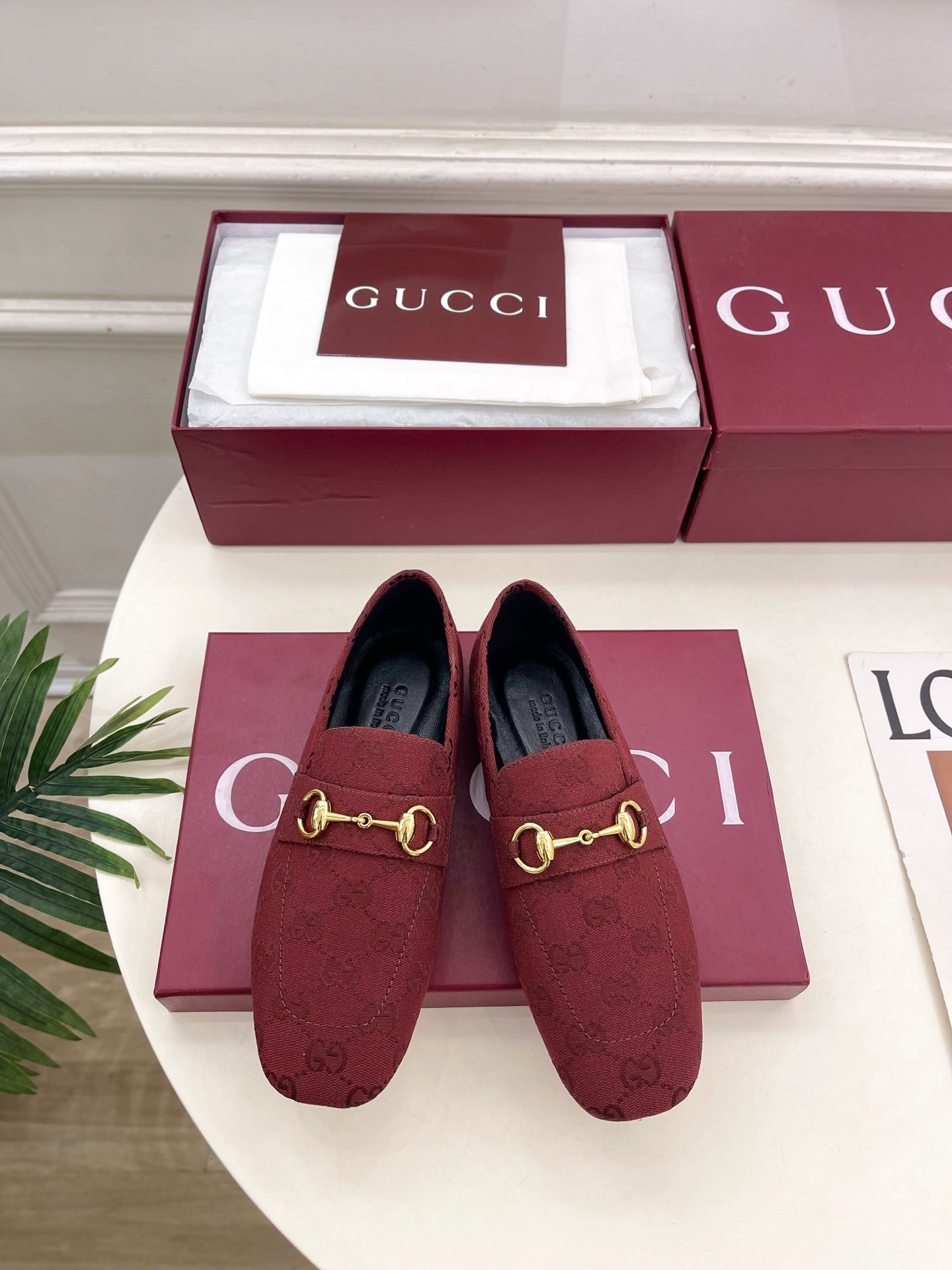 GG 26s Loafer With Horsebit Red Canvas 640287