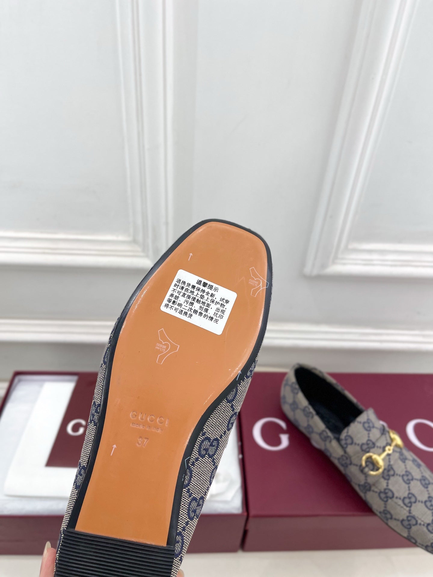 GG 26s Loafer With Horsebit Blue Grey Canvas 640288
