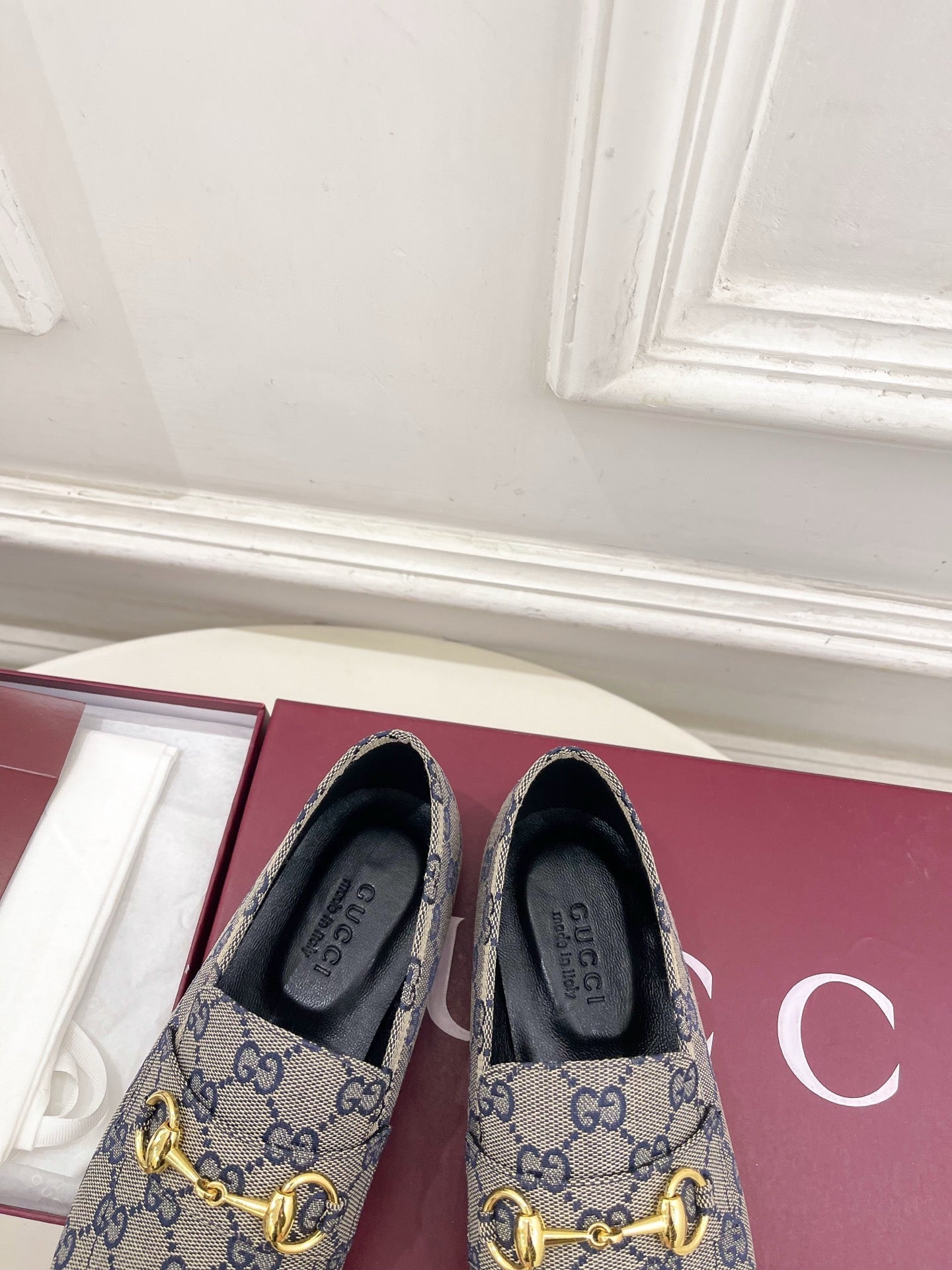 GG 26s Loafer With Horsebit Blue Grey Canvas 640288