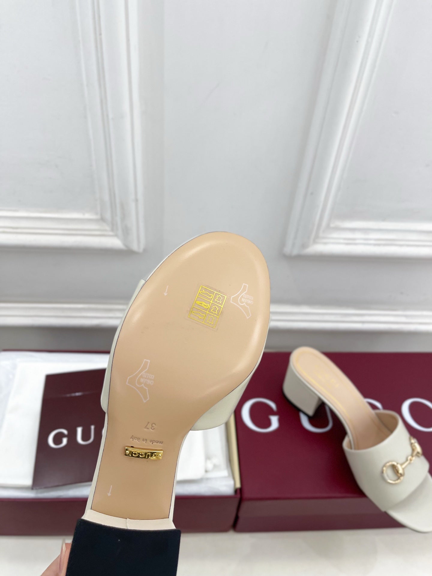 GG 26s Slide Sandal 5.5cm With Horsebit White Leather 640291