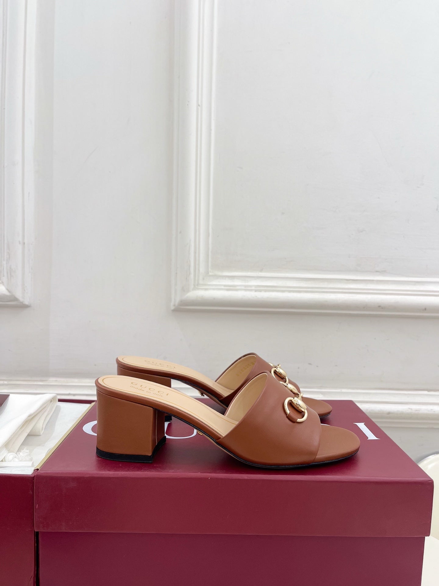 GG 26s Slide Sandal 5.5cm With Horsebit Brown Leather 640293