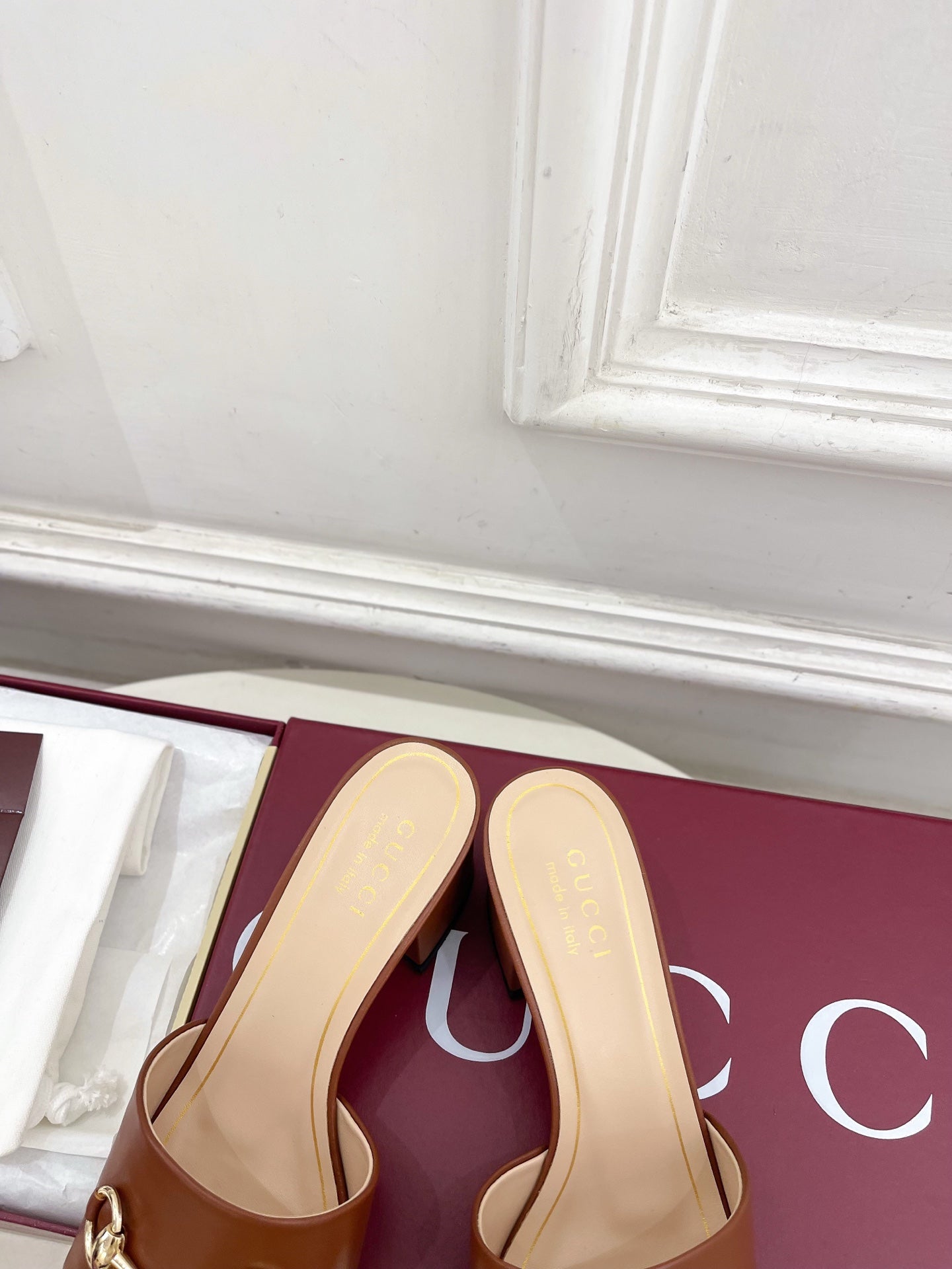 GG 26s Slide Sandal 5.5cm With Horsebit Brown Leather 640293