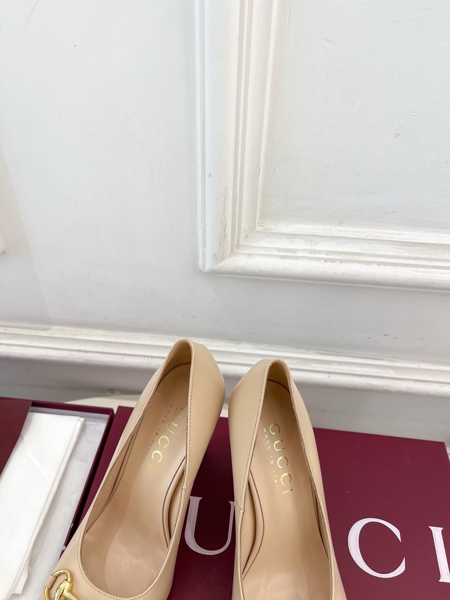 GG 26s Signora Pump 10cm Beige Leather 640304