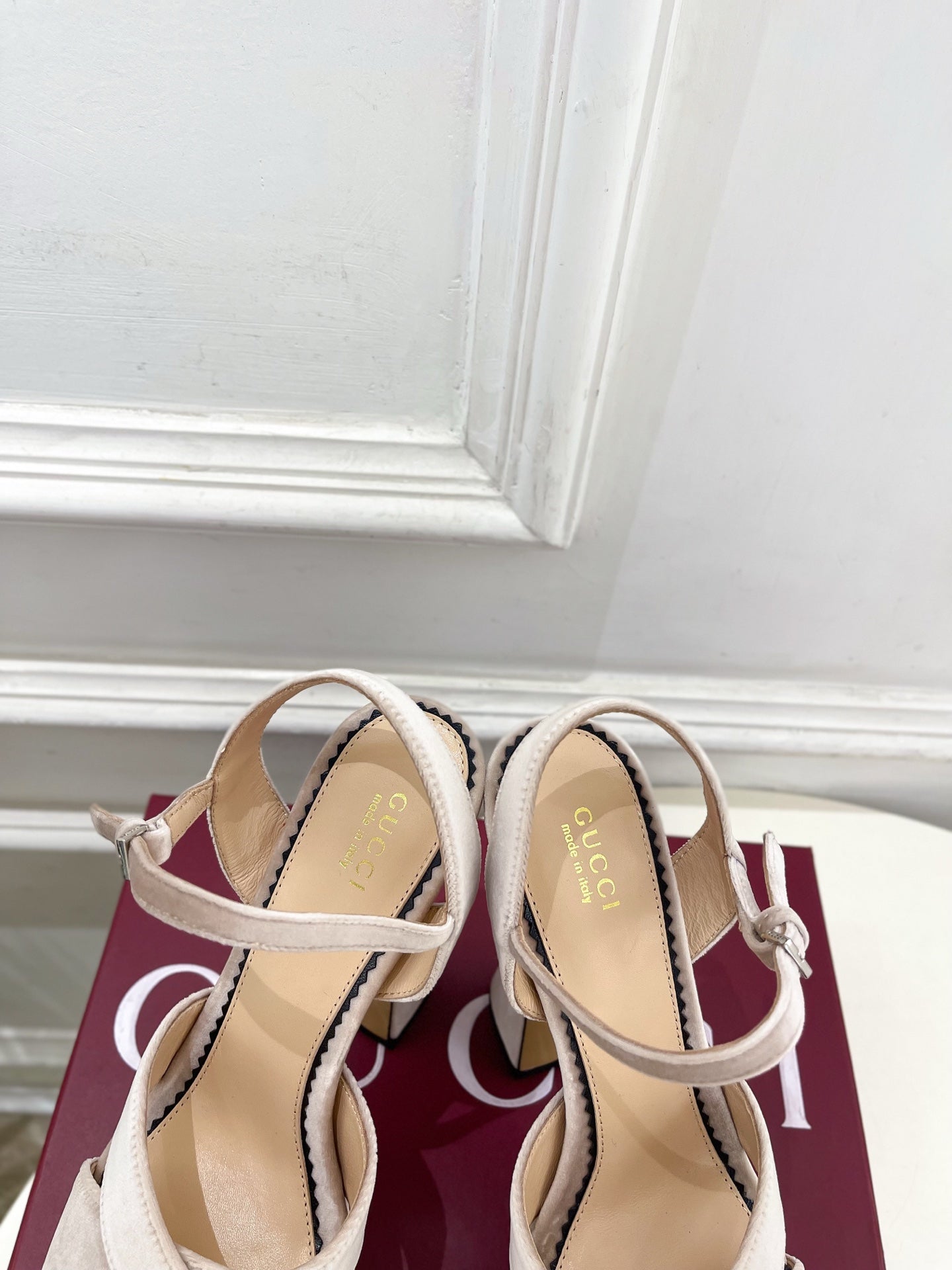 GG Janaya Platform Sandals 15.5cm Pale Taupe Suede 891839