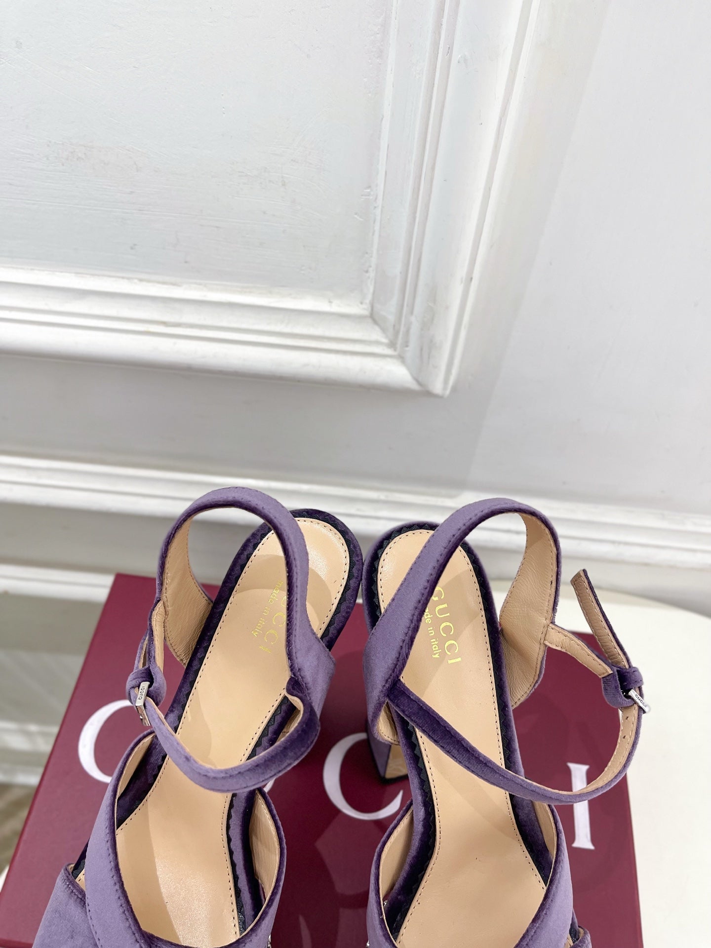 GG Janaya Platform Sandals 15.5cm Purple Suede 891841