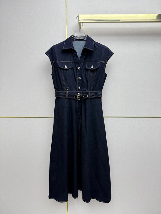 Prada 2026 Denim Dress Blue and Navy Blue Cotton 354716